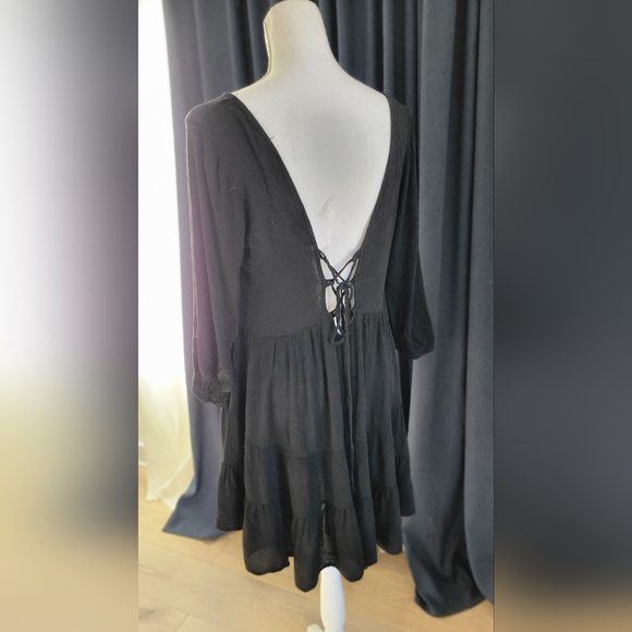 CATCH ME | Black Swing Tiered Boho Gypsy Dress - Picture 8 of 12